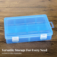 8 Compartment Organizer Transparent Body 8 Grid Organizer See-Through Design Clear Storage Box with Dividers for Craft Room, Workshop
