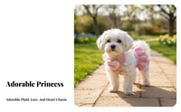 Ruffled Skirt Dog Harness Dress Leash Attachment D-Loop Puppy Princess Dress Lightweight for Pets, Summer Outings, Photo Shoots, Parties