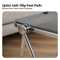 Foldable Clear Folding End Table Transparent Top Clear Occasional Table Space-Saving Accent Furniture Minimalist Design for Content Creators, Apartment Dwellers, Homeowners, Living Room, Photo Studio, Bedroom, Home Office
