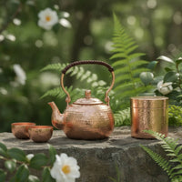 Hammered Copper Teapot Handcrafted Teapot with Woven Handle Tea Kettle for Collectors