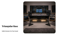 Stable Triangular Base Tripod Speaker Stand Heavy Duty Construction Studio Monitor Stand Vibration Isolation Tripod Speaker Holder Anti-Slip Pads for Music Producers, Audiophiles, Home Theater