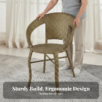 Breathable Woven Rattan Chair Easy to Clean Balcony Leisure Chair Sturdy Frame Weather Resistant for Elderly, Adults, Homeowners, Gazebo, Garden, Porch, Backyard