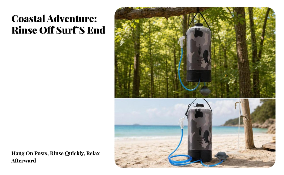 Compact Portable Shower with Foot Pump | Wide-Mouth Opening PVC Body, Outdoor shower pouch with Hose, for Camping