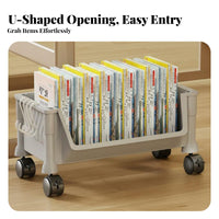 With casters Mobile Book trolley Space-Saving Multi-Tier Rolling Organizer Large Capacity book trolley Easy reach for Students, Children, educators, Study Room, Under Desk, Classroom, Library