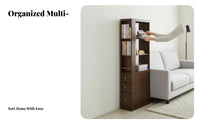 Space-Saving Slim Narrow Bookshelf Multi-Functional Slim Storage Unit Multifunctional Shelving Unit Sturdy Structure for Apartment Dwellers, Homeowners, Students, Living Room, Narrow Areas, Kitchen, Small Corners