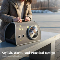 Warm Fleece Lining Space Capsule Cat Backpack Large Capacity Space Capsule Cat Carrier Lightweight for Winter, Traveling, Outdoor Activities