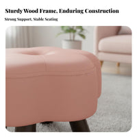 Hardwood Wood Frame Low Padded Footstool Soft pad Upholstered Ottoman Multi-Functional Small Stool Minimalist Design for Children, Homeowners, Office Workers, Living Room, Entryway, Bedroom