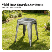 Indoor Outdoor Use Stackable Metal Stool Powder Coated Finish Industrial Bar Stool Sturdy Frame Kitchen Island Barstool Heavy Duty for Restaurant Owners, Homeowners, Adults, Cafe, Patio, Dining Room