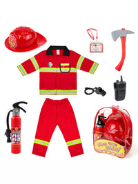Kids Firefighter Costume Role Play Performance Outfit Set