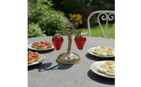 Vintage-Style Strawberry Condiment Set Antique-Look Condiment Stand with Bottles Textured Glass Tableware for Dining Table
