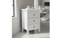 3-Drawer Nightstand Black Knobs 3 Drawer Nightstand Rectangular Top White Bedside Cabinet