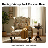sturdy Wood Frame Upholstered high-rear armchair Vintage Design high-rear armchair Chair Jacquard Fabric Single Sofa Floral Pattern for Apartment Dwellers, Readers, Homeowners, Living Room, Bedroom, perusing alcove, Lounge Area