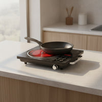 Tactile Control 3500W Ceramic Hot Plate Built-in Timer Portable Electric Cooktop Compatible with All Cookware for Students, Campers, Office