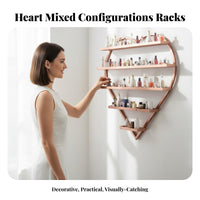 Space-Saving Heart-Shaped Nail Polish Holder Easy to Install Heart-Shaped Shelf Set Large Capacity Display Rack Sturdy Construction for Salon Owners, Beauty Enthusiasts, Dressing Room, Retail Shop, Bedroom, Home