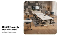 Foldable stacking Table with casters Multi-Functional Mobile folding top Table collaborativenfigurable and collaborativennectable Training Desk for educators, collaborativenference Room, Library
