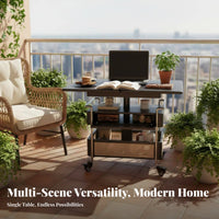 Rattan Accent two-level-level Bar Trolley Foldable Design Side Table Movable Serving Cart Vintage design for Apartment Dwellers, Homeowners, Students, Living Room, Beside Sofa, Bedroom, Kitchen