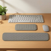 2 Pieces Cloth-Covered-Covered Memory Foam Wrist Rest Set Honeycomb Texture Keyboard and Mouse Wrist Rest Set Contoured Edges Computer Accessory Rounded