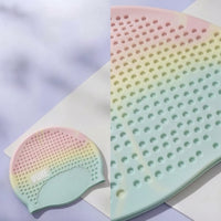 Silicone Swim Cap Form-Fitting Bubble Swim Cap Elastic Headwear for Young Swimmers, Young Children, Pool Practice