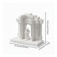 Stone-Like Aquarium Ornament with Angel Decorative Miniature Roman Temple Safe Pavilion Model Ancient for Desk, Bookshelf