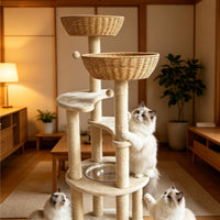 Multi-Level Cat Sisal-Wrapped Posts-Wrapped Soft Cat Climbing Structure Clear Round Inset Scratching Surface Structure