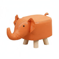 Cartoon Animal-Shaped Stool Solid Wood Legs Cartoon Footstool Playful Design Animal Shaped Stool for Young Children, Playroom, Living Room