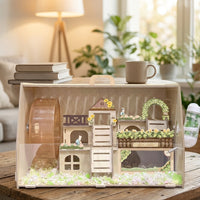 Large Hamster Cage, Acrylic Hamster Villa with built-in Wheel, Wood and deluxe habitat for Syrian Hamsters and Gerbils, Openable Top Lid