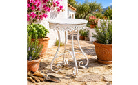 Round Iron Plant Stand Openwork French Retro Plant Stand Scroll Feet Decor Furniture for Garden