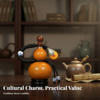 Gourd Beverage Bottle Leak-Resistant Chinese Beverage Gourd Hu Lu Bottle Symbol of Good Fortune Includes Display Stand