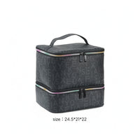 Portable Two-Tier Makeup Bag Boxy Cosmetic Storage Bag with Handle Zippered Travel Cosmetic Organizer Large for Travelers