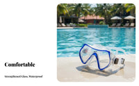 Reinforced Glass Diving Goggles Anti-Fog Snorkeling Facepiece Water Resistant Snorkel Facepiece for Snorkelers, Beginners, Underwater Exploration