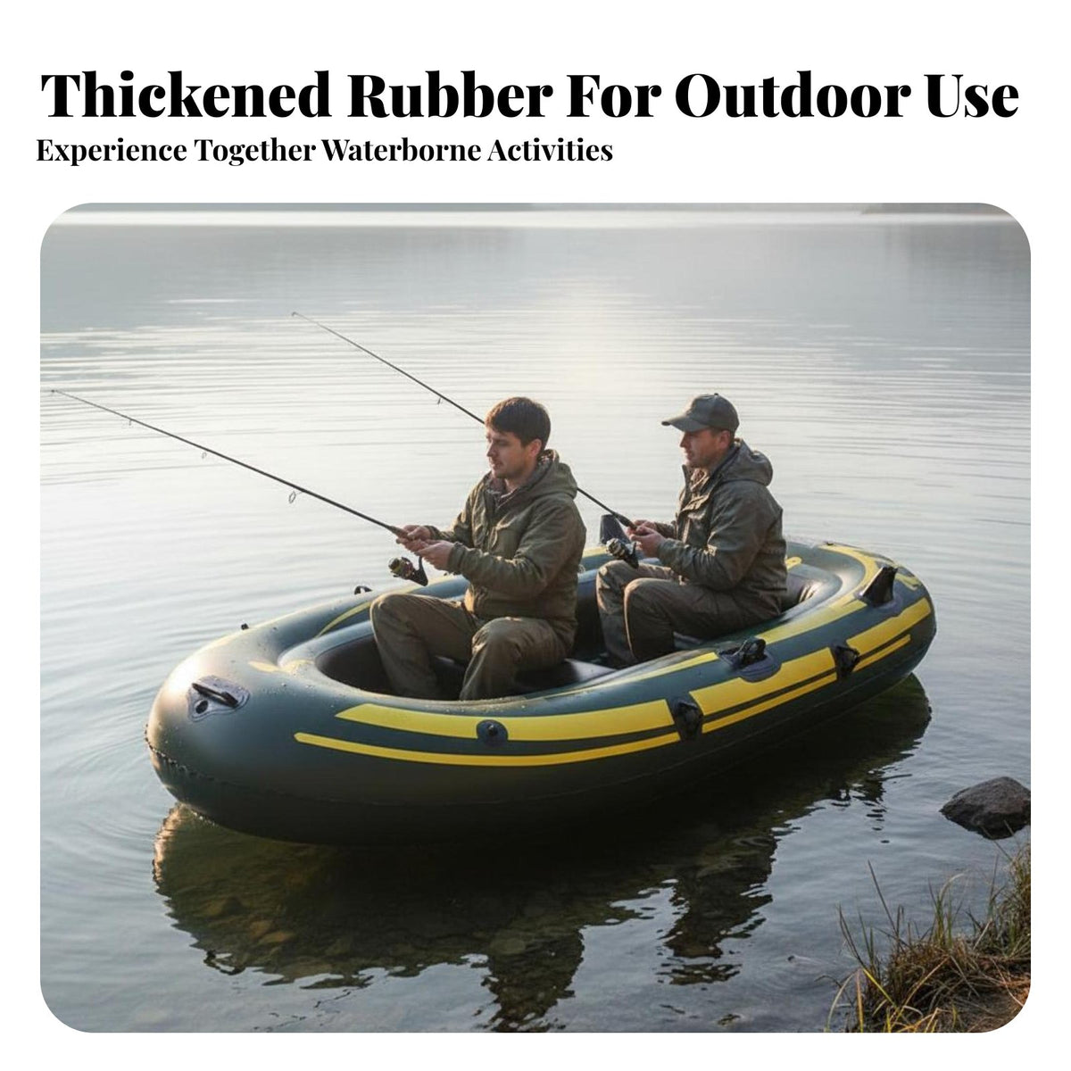 Foldable Inflatable Boat Thickened Material Inflatable Dinghy Boat Puncture Resistant Blow-up Dinghy Multiple Air Chambers for Outdoor Enthusiasts, Families, Boating, River, Lake, Beach