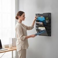 Wall File Organizer Slanted Wall Organizer with 5 Tiers Mesh Document Holder Space-Saving for Professionals, Office, Classroom
