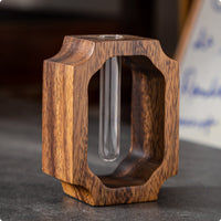 Walnut Wood Vase Japanese Design Test Tube Vase Creative Ornament for Table
