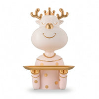 Decorative Deer Statue with Storage Tray Playful Deer Figurine with Tray Modern Storage Figurine Compact for Entryway