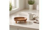 Compact Oval Tray with Legs Decorative Elevated Wooden Tray Elegant Smooth for Coffee Table