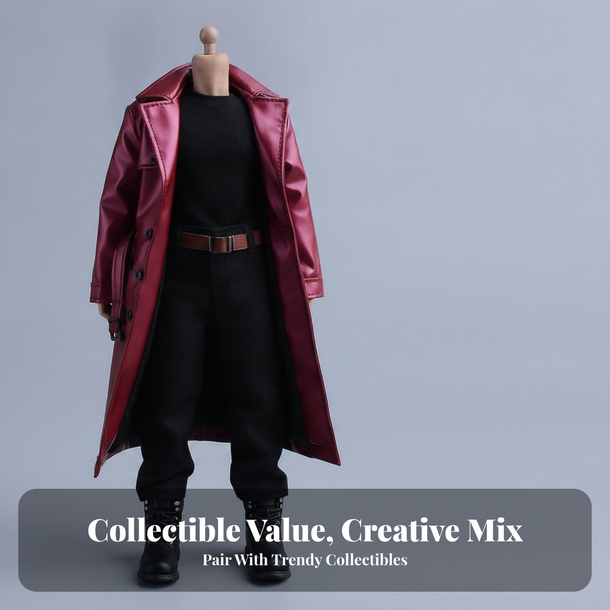 4 Pieces Easy to Doll Wear Overcoat Trench Coat Outfit 1/12 Scale Trench Coat