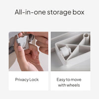 Stackable Plastic Storage Box with Lock & Casters Organizer