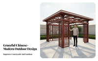 Chinese Design Pavilion Weather Resistant Aluminum Garden Gazebo Sturdy Construction Aluminum Frame Gazebo for Villa Owners, Homeowners, Backyard