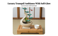 Housewarming Gift Circulating Water Ornament Minimalist Design Cascading Tabletop Fountain Good Luck Charm LED Light Water Feature Soothing Sounds for Feng Shui Enthusiasts, Meditation Practitioners, Tea Room, Entryway, Desktop, Office