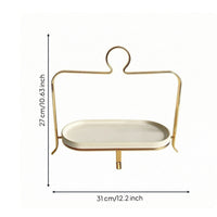 Dessert Stand with Ceramic Trays Stainless Steel Pastry Stand with Metal Frame Elegant Serving Platter for Bakery