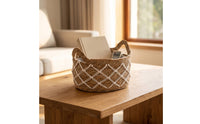 Handwoven Woven Basket with Handles Oval Straw Storage Basket Portable Laundry Hamper Lightweight for Bedroom