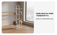 Space-Saving Gym Ball and Block Organizer Large Capacity Exercise Ball Storage Rack Multifunctional Workout Equipment Organizer Heavy-Duty Construction for Dance Studio, Physical Rehabilitation Facility