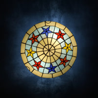 Stained Glass Ceiling Light Colorful Fixture Decorative for Bedroom, Hallway