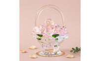 glass Flower Basket Ornament Glittering glass Basket with Artificial Flowers Centerpiece for Desk