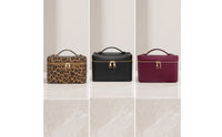 Zip-Around Structured Makeup Case Compact Makeup Bag with Handle Wipe-Clean Organizer Stylish for Dressing Table