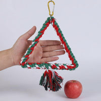 Parrot Toys with Arch Perch, Solid Wood Budgie and Cockatiel Toys with Bells, Lovebird Climbing Rope Toys for Parakeet and Cockatiel