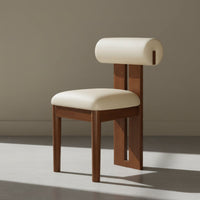 Nordic Design Hippo Chair Retro Upholstered Wood Dining Chair Ergonomic Design Household Furniture Thick Cushioned Seat for Living Room, Bedroom, Home Office