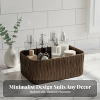Imitation Rattan Weave container multi-purpose-use Desktop Container Built-in Handles