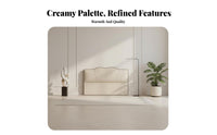 Upholstered Floor-Standing Backboard Creamy aesthetic Headboard Slim outline Bed Backrest for Parents, Homeowners, Apartment, Guest Room