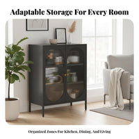 Fluted Door Cabinet Modern design Storage Furniture Multi-Functional Magnetic Closure for Homeowners, Renters, Living Room
